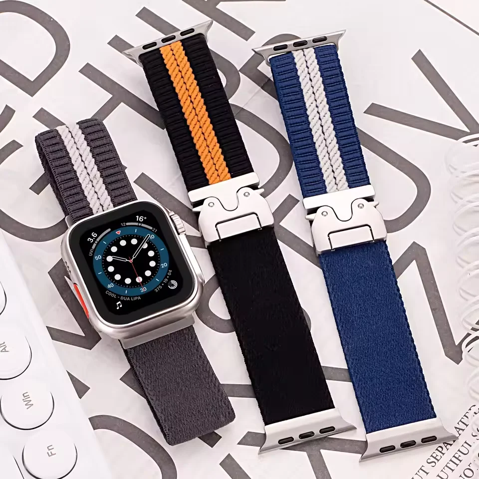 Nylongewebtes Armband kompatibel für Apple Watch Ultra 38 mm 42 mm 40 mm 41 mm 44 mm 45 mm 46 mm 49 mm Iwatch Series10 9 8 7 6 5 4 SE 2 3