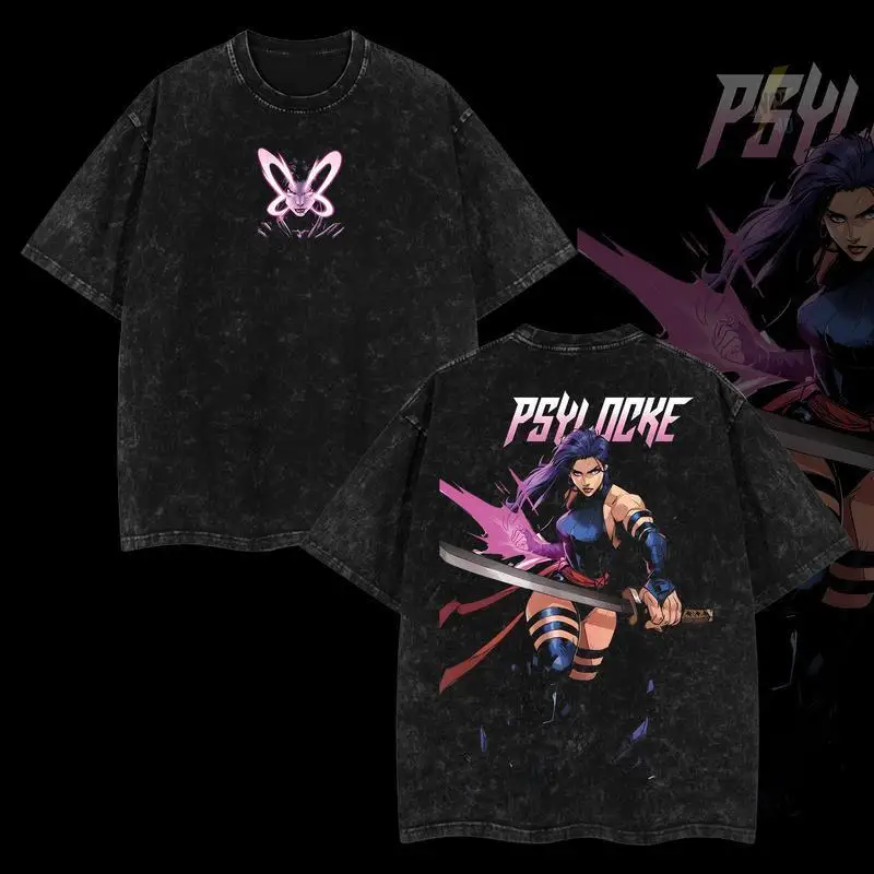 

Psylocke Retro Vintage Limited Edition Oversized Washed T-Shirt 100% Premium Cotton Men's Top Clothes Classic Style