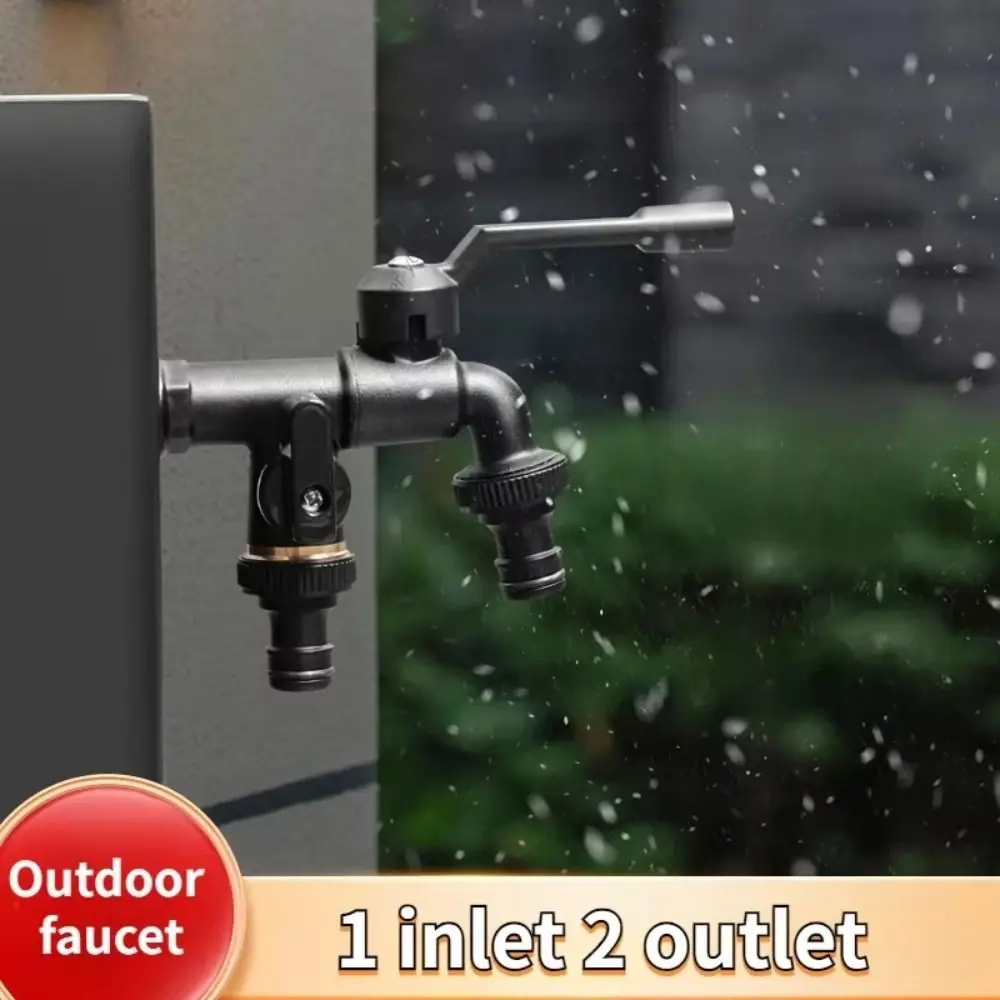 

Basin Faucet Black Brass Garden Hose Faucet Anti-Freeze Dual Outlet Anti-Freeze Bibcocks Washing Machine Bibcocks Outdoor