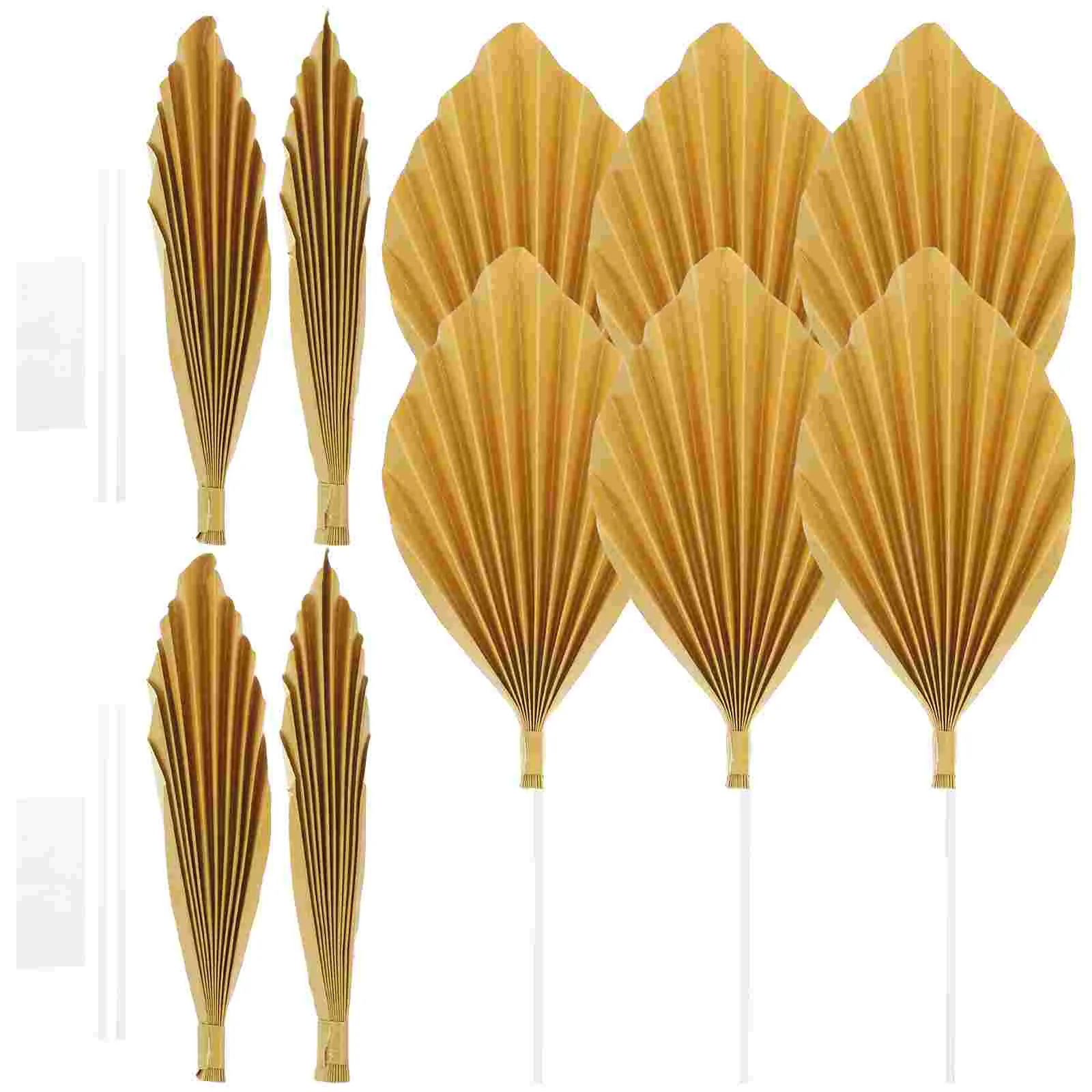 12 Pcs Cake Decoration Flags Leaves Cake Decorations Paper Fan Decor Gold Tropical Bohemian Cake Supplies Festive Party - Image 5