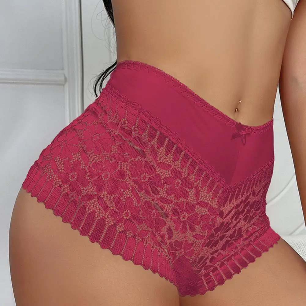 Women\'s Panties Hollow Boxer Shorts Sexy Lace Mid-Waist Breathable Transparent Underwear Panties Sexy Lingerie