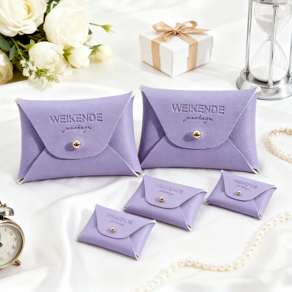 البسيطة الزفاف عيد الميلاد الدائري الأقراط التعبئة والتغليف لينة بو الجلود DIY الحقيبة مع مصاصة برشام الحقائب الصغيرة عملة لحزمة المجوهرات #1