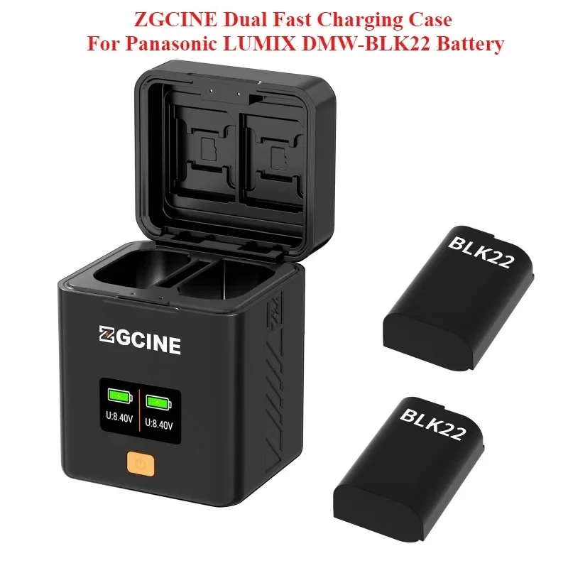 

ZGCINE PS-BLK22 Dual Fast Charging Case For Panasonic LUMIX DMW-BLK22 Battery Charging Smart Battery Charger Box SD/TF Storage