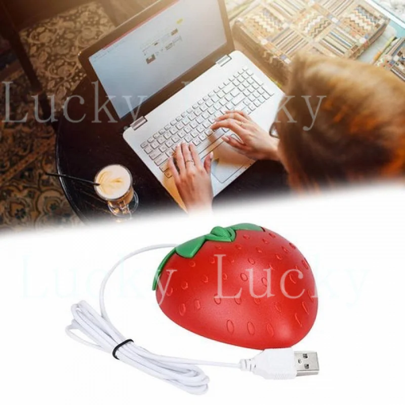 f Mini Strawberry Style Optical USB Gaming Mouse, Red, for PC Plug L нэ B4S4 I8 T5R2