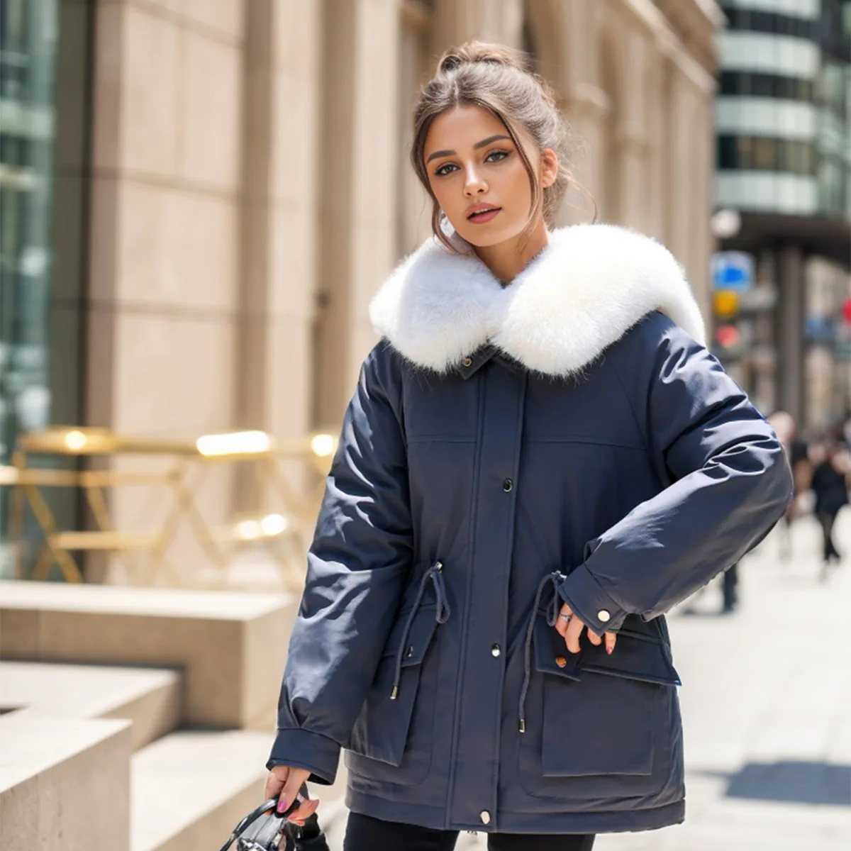 Fashion Winter Jacket Women Warm Coat Long Female Jacket Plus Size 3XL Ladies Parka Winter Coat Women Fur Collar Hooded Outwear