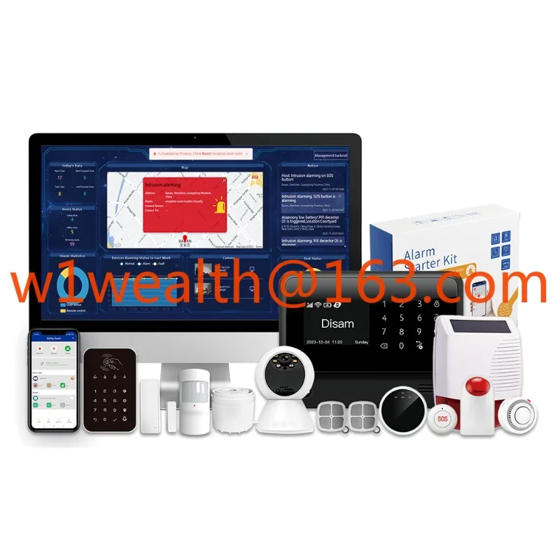 Smart House Security Burglar GSM 4G Alarm System CMS Monitoring Center Software Control with Kooyii Smart APP