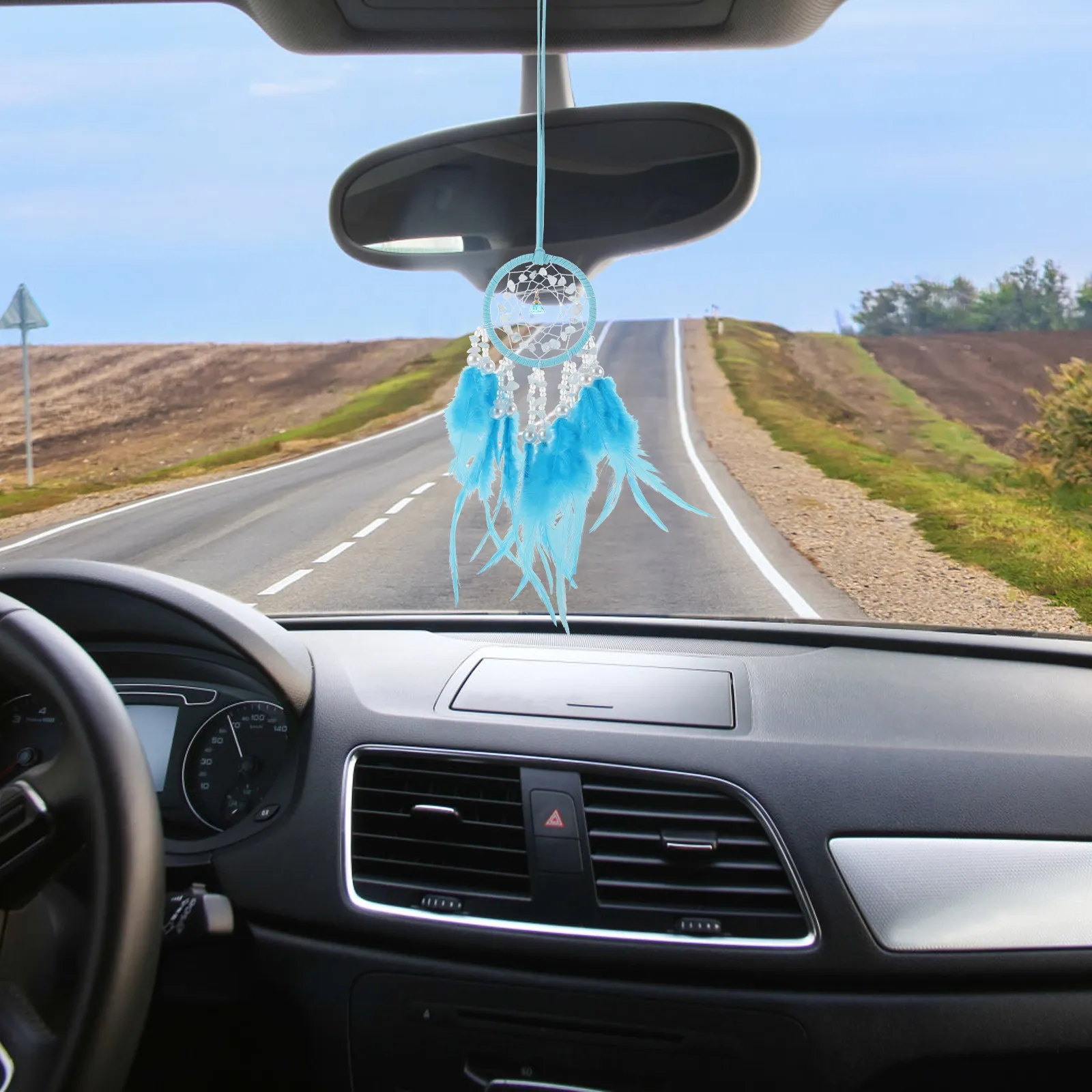 

Подвеска-ловец снов ручной работы из хрусталя с перьями для автомобиля, эстетичный декор для зеркала заднего вида в стиле бохо