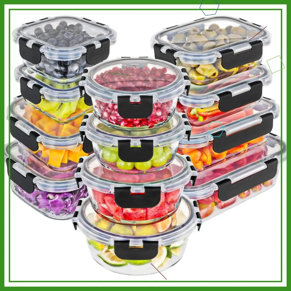 

Набор для хранения продуктов из высококачественного боросиликатного стекла, 24 предмета, с герметичными крышками, для приготовления еды, пригоден для использования в духовке