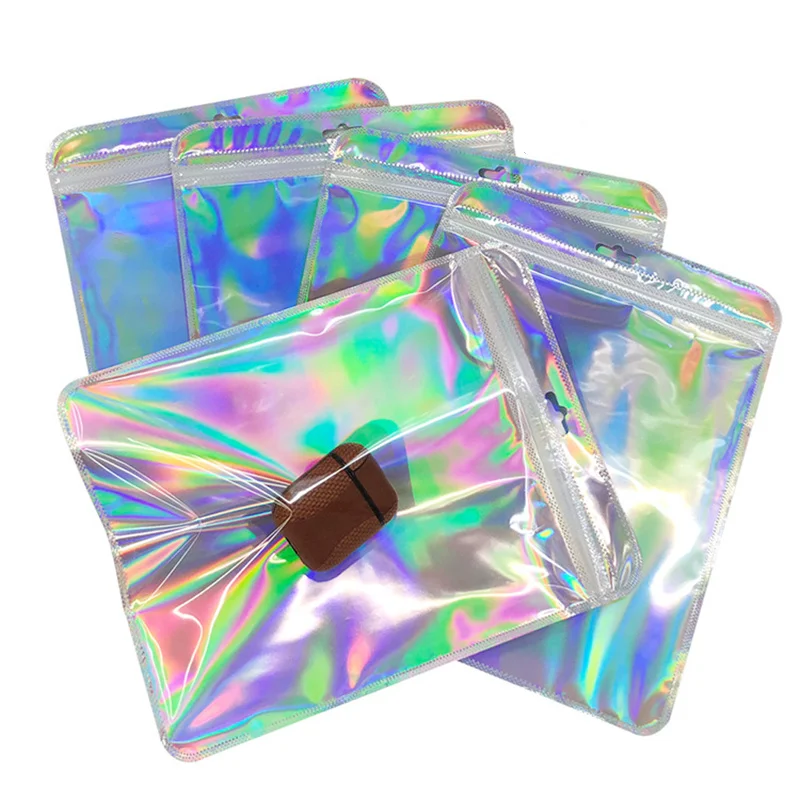 

20*25cm Big Plastic Zip Lock Bags Hologram Storage Mylar Hangbags Zipper Retail Sample Pouches Jewelry Cosmetic Self Seal Bag