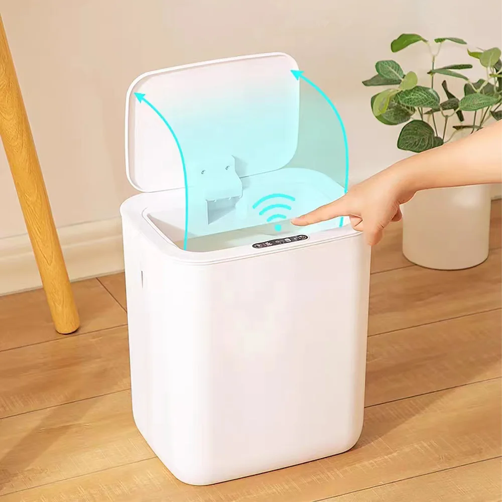 Bathroom Automatic Trash Can，Touchless Motion Sensor Can with Lid Smart Electric Narrow for Living Room Bedroom Office Kitchen