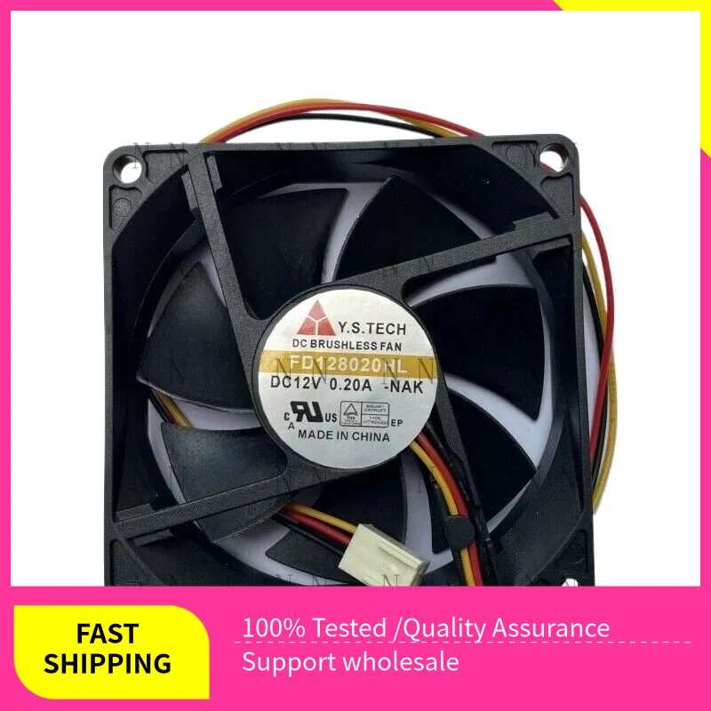 WEP  For YS FD128020HL 8cm 12V 0.20A 8025 80*80*25mm 3 Lines Cooling Fan