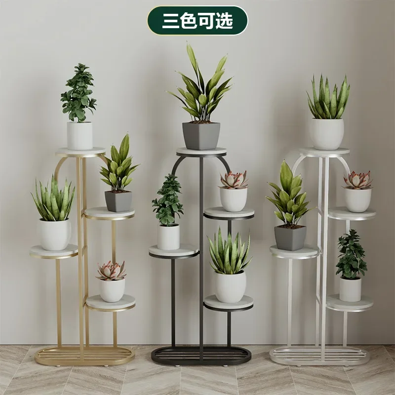 5 Tier 6 Potted Iron Plant Stand Multiple Flower Pot Holder Shelf Plant Rack Storage Organizer Display for Indoor Garden Balcony