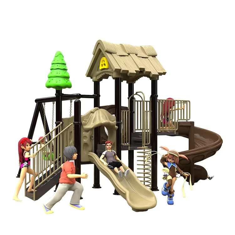 Wholesale Forest Theme Play Area Amusement Park Plastic Equipment Children Playground Kid Outdoor With Slide