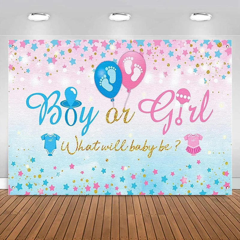 

Gender Reveal Party Background Boy or Girl Backdrop Blue Pink Party What Will Baby Be Banner Baby Shower Photography Decoration