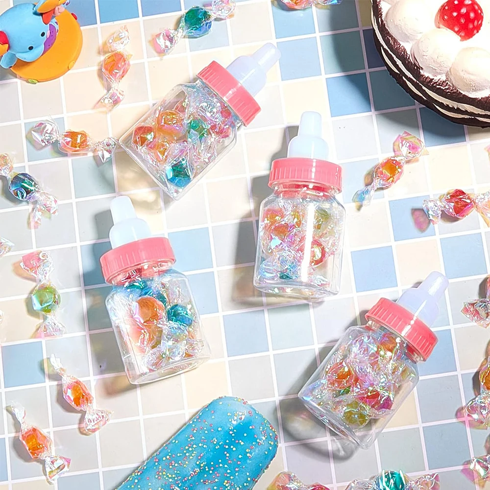 12Pcs Baby Bottle Baby Shower Favor Plastic Candy Bottle Mini Feeding Bottle for Birthday Baby Shower Gift Decor