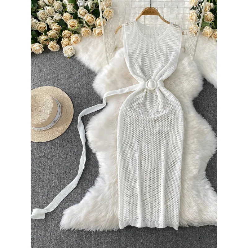 Boho ผู้หญิงฤดูร้อนถัก bodycon ผ้าพันคอชุดลําลอง Hollow OUT Beach Holiday Elegant Tunic PARTY Sheath vestidos