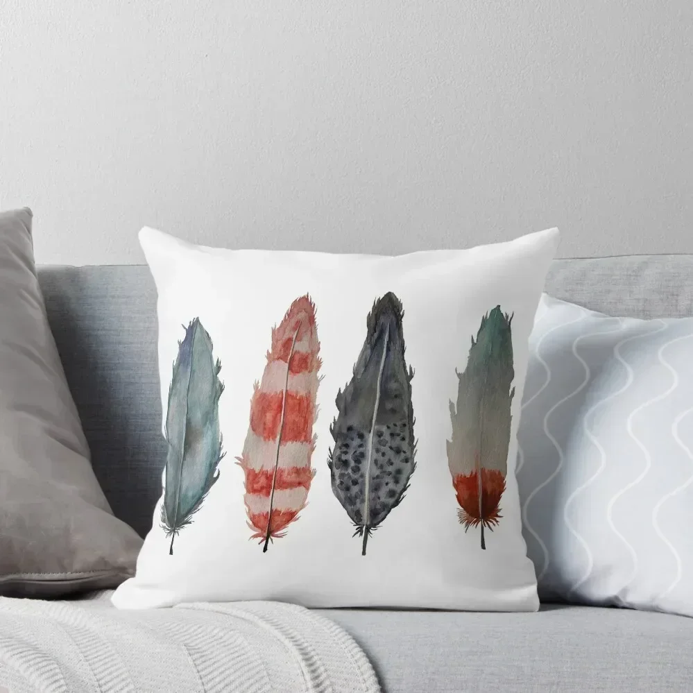 

Four Feathers Throw Pillow home decor items pillow cover christmas Custom Cushion Photo luxury home accessories pillow