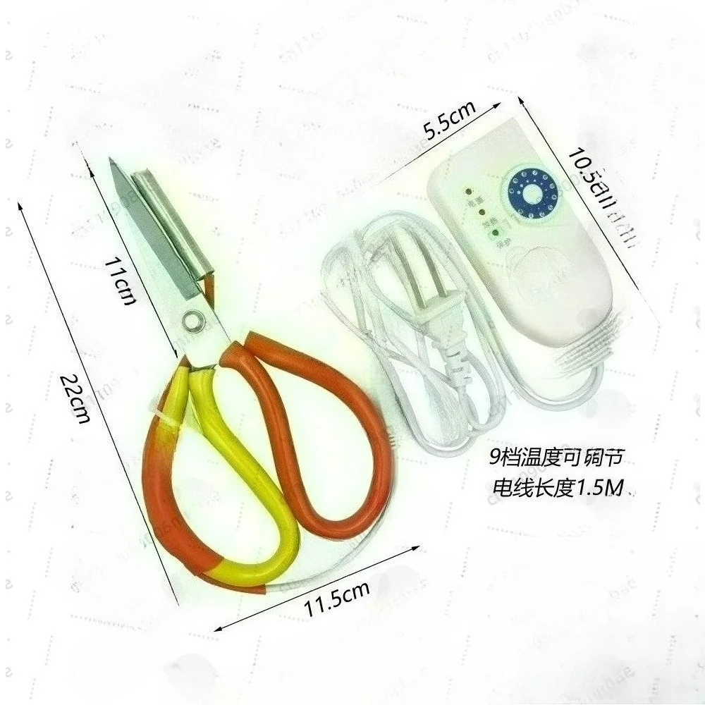 Temperature-controlled electric heating large scissors with heating tube, for fabric cutting, trademark trimming and ribbon