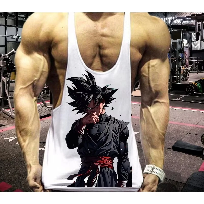Camiseta sin mangas con estampado de Anime Dragon Ball Super Saiyan para hombre, camiseta sin mangas Retro DBZ de verano, camisa muscular holgada y transpirable
