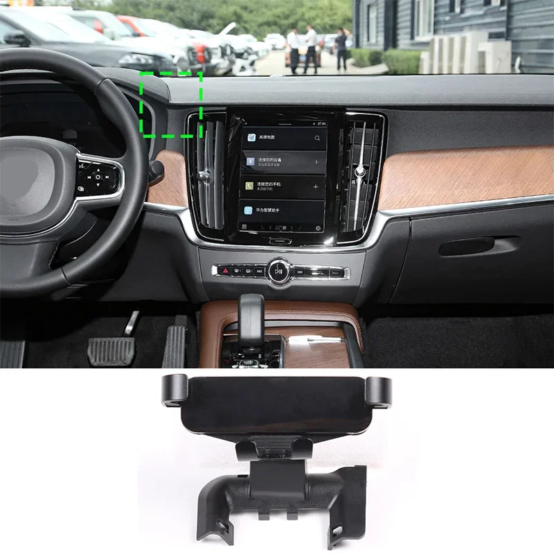 

For Car for Volvo S90 V90 2016-2023 ABS Black Car Mobile Phone Holder Car Phone GPS Navigation Holder Accessories