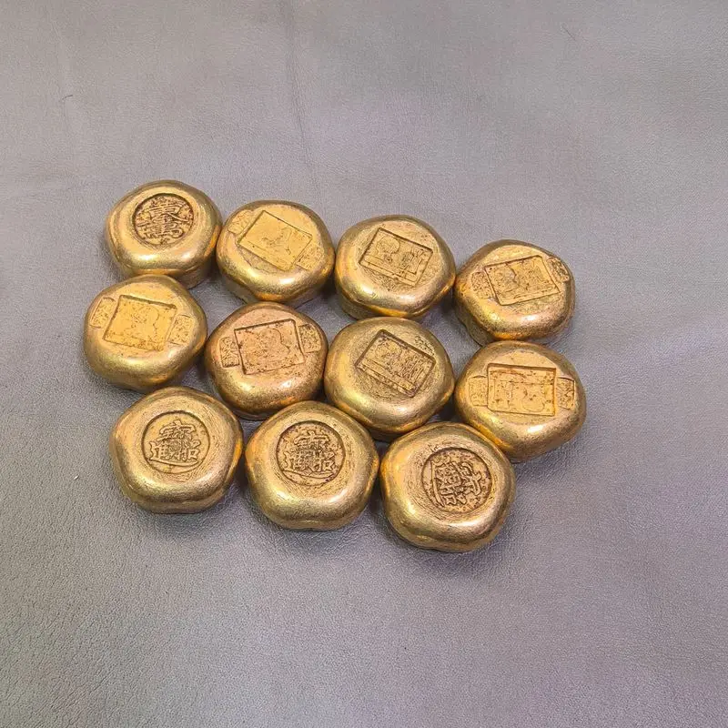 Craftsmanship coins nuggets pure copper gilded gold ingots decorative pieces for handling