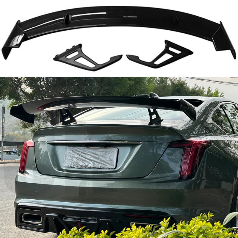 For Cadillac CT4 CT5 Rear Trunk Iid GT Universal Spoiler Tail Accessories Real Carbon Fiber Black Exterior Car Rear Spoiler