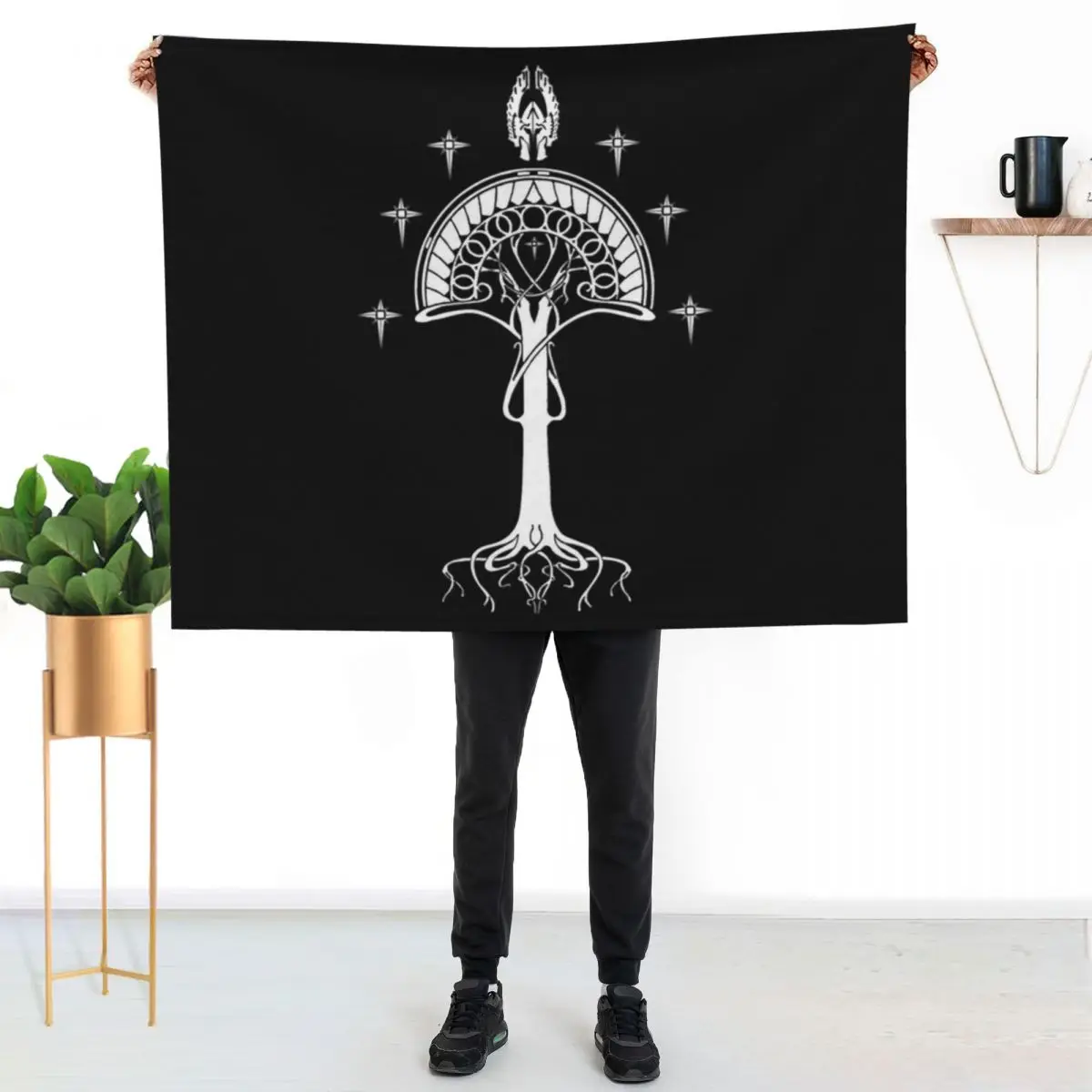 

Sigil of the United Kingdom of Arnor and Gondor (Gondorian black variant) Throw Blanket