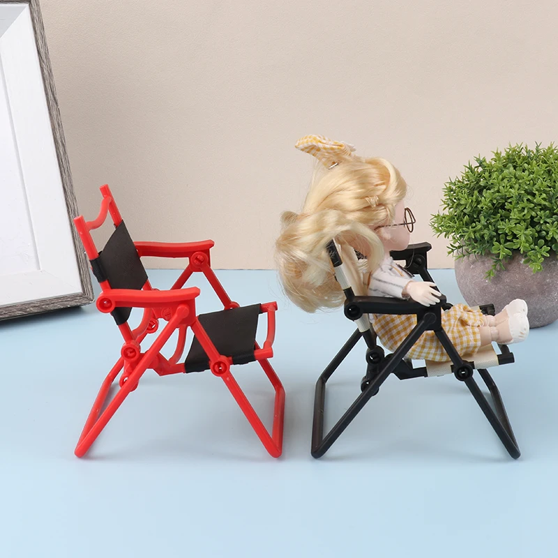 1/12 Dollhouse Miniature Plastic Simulation Folding Chair Furniture Model Toys For Doll House Decoration Miniature Accessories