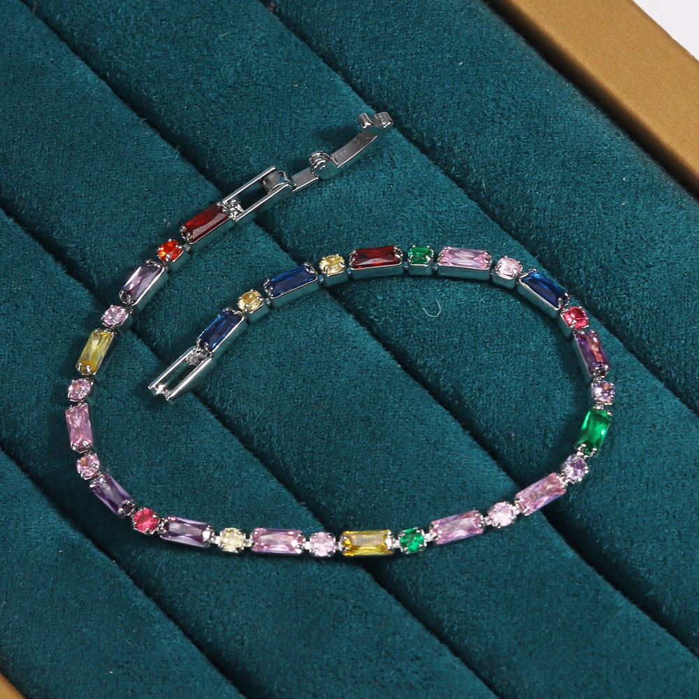 تصميم فاخر ملون الزركون سلسلة سوار للنساء الكورية الإكسسوارات هدية رائعة لمجوهرات الزفاف الطرف #6