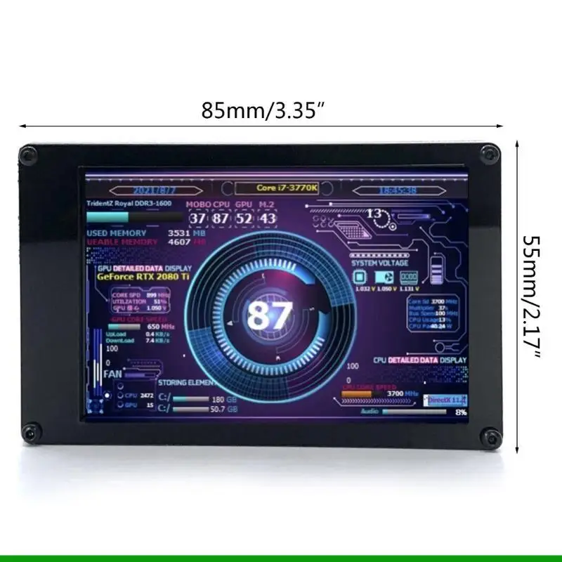 شاشة U55C مقاس 3.5 بوصة 480x320 IPS TYPEC لجهاز Aida64 PC CPU لمراقبة درجة حرارة الكمبيوتر