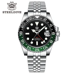 STEELDIVE SD1993 V2 bisel cerámico bidireccional 41MM superluminoso 300M impermeable para hombre NH34 GMT Reloj de buceo automático Reloj