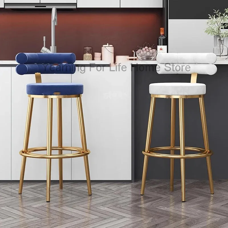 

Round Cushions Bar Chair Lounge High Barstool Metal Counter Height Bar Stool Make Up Vanity Sillas Para Comedor Home Furniture