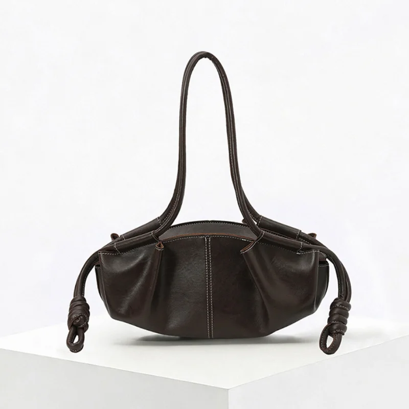 

French Shoulder Bag Brand Design Handbag Premium Pu Soft Pleated Cloud Bag Stylish Dumpling Bag Casual Commuting Underarm Bag