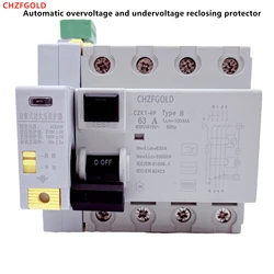 Automatic circuit breaker RCCB RCD 6KA AC 4P 400V, differential circuit breaker 63A 30mA 100mA 300mA