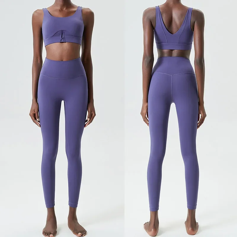 Roupas de secagem rápida para mulheres, Yoga Suit Set, com zíper, Corrida, Esportes, Fitness, Novo