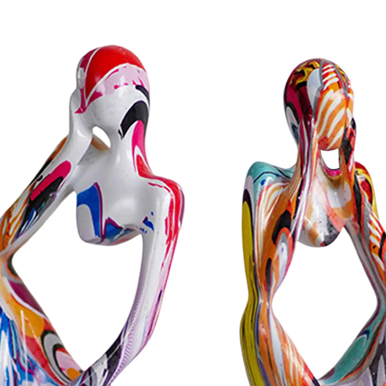 3Pcs Abstract Thinker Statues Modern Sculpture for Shelf Desktop Decoration