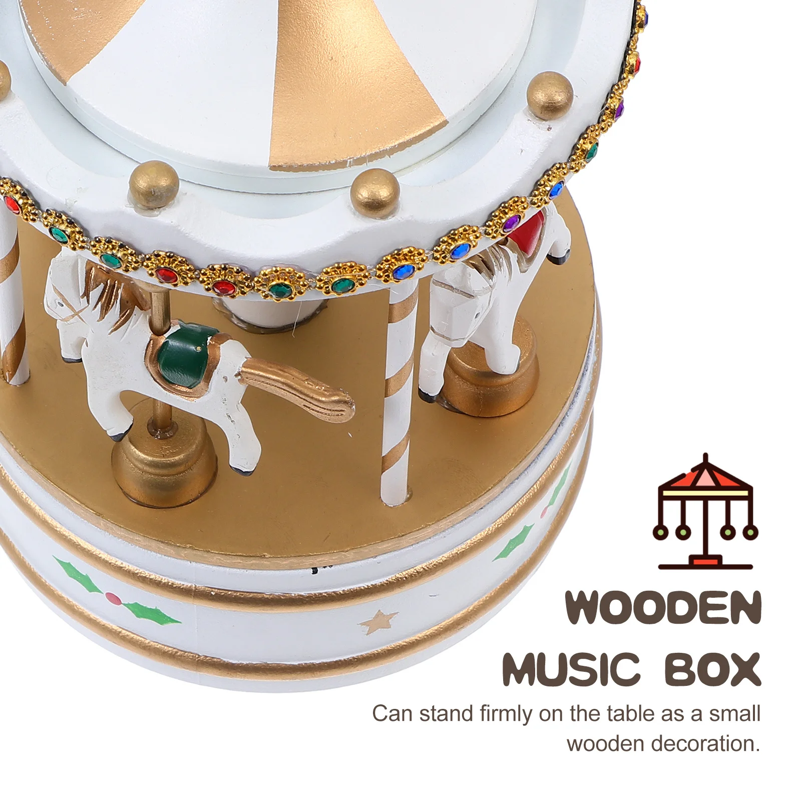 

1pc Rotating Carousel Music Box Wooden Desktop Decor Tabletop Melody Box Gift Christmas Ornament Birthday Wedding