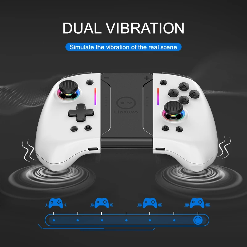 LinYuvo KS42 Joypad automatyczne pobudka z Bluetooth somatosensoryczna sześcioosiowa kompatybilna z przełącznikiem Nintendo/przełącznikiem OLED Joypad