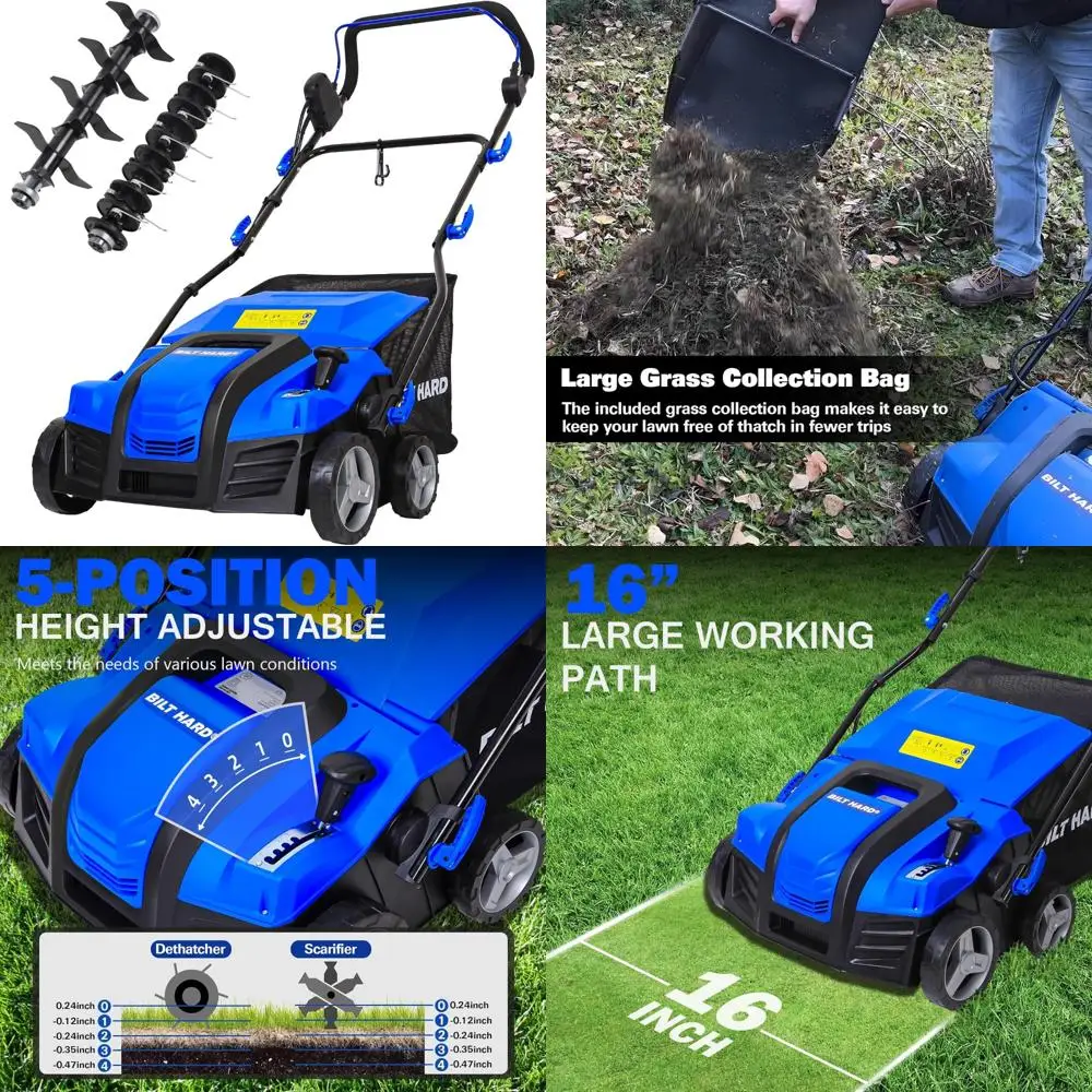 Elektrischer 16-Zoll-Verkleinerungs-Verkleinerer mit Kupfermotor mit 15 Ampere, Tiefenregelung in 5 Positionen, 14,5 Gallonen Stroh-Sammelbeutel