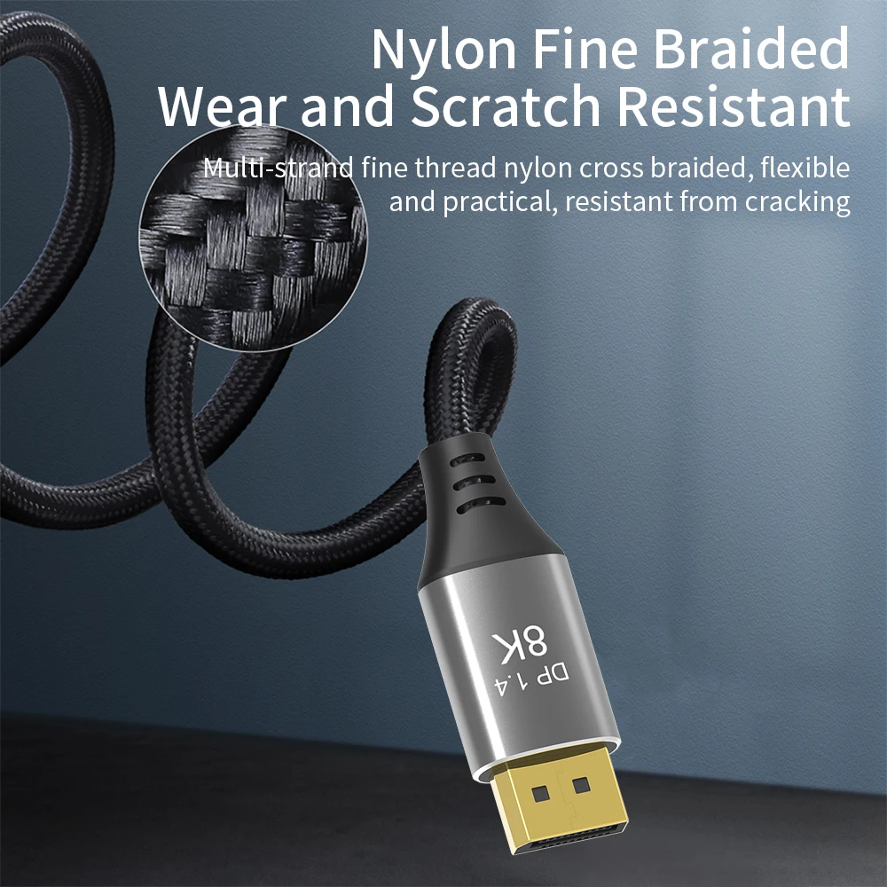 8K 미니 Dp-디스플레이포트 1.4 케이블, 8K 60Hz 4K 120Hz/144Hz 4K 디스플레이포트 오디오 케이블 비디오 Pc 노트북 hdtv용, 1M 2M 케이블 1.2