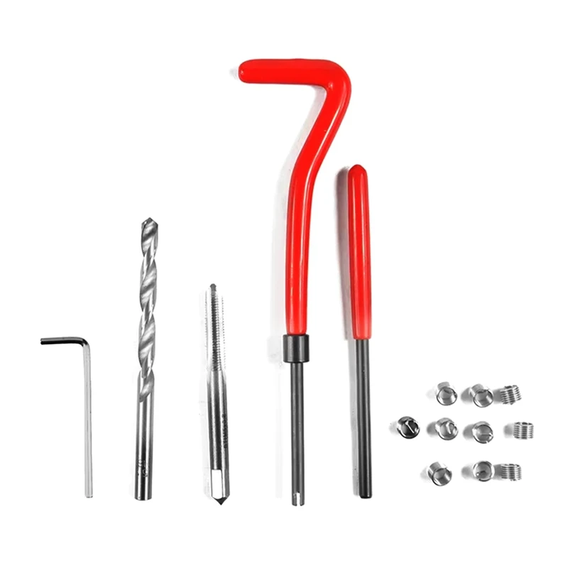 A95I-30PCS Thread Repair Kit For Restoring Damaged Thread Spanner Wrench Twist Drill Bit Hand Tool Thread Repair Tools M5x0.8