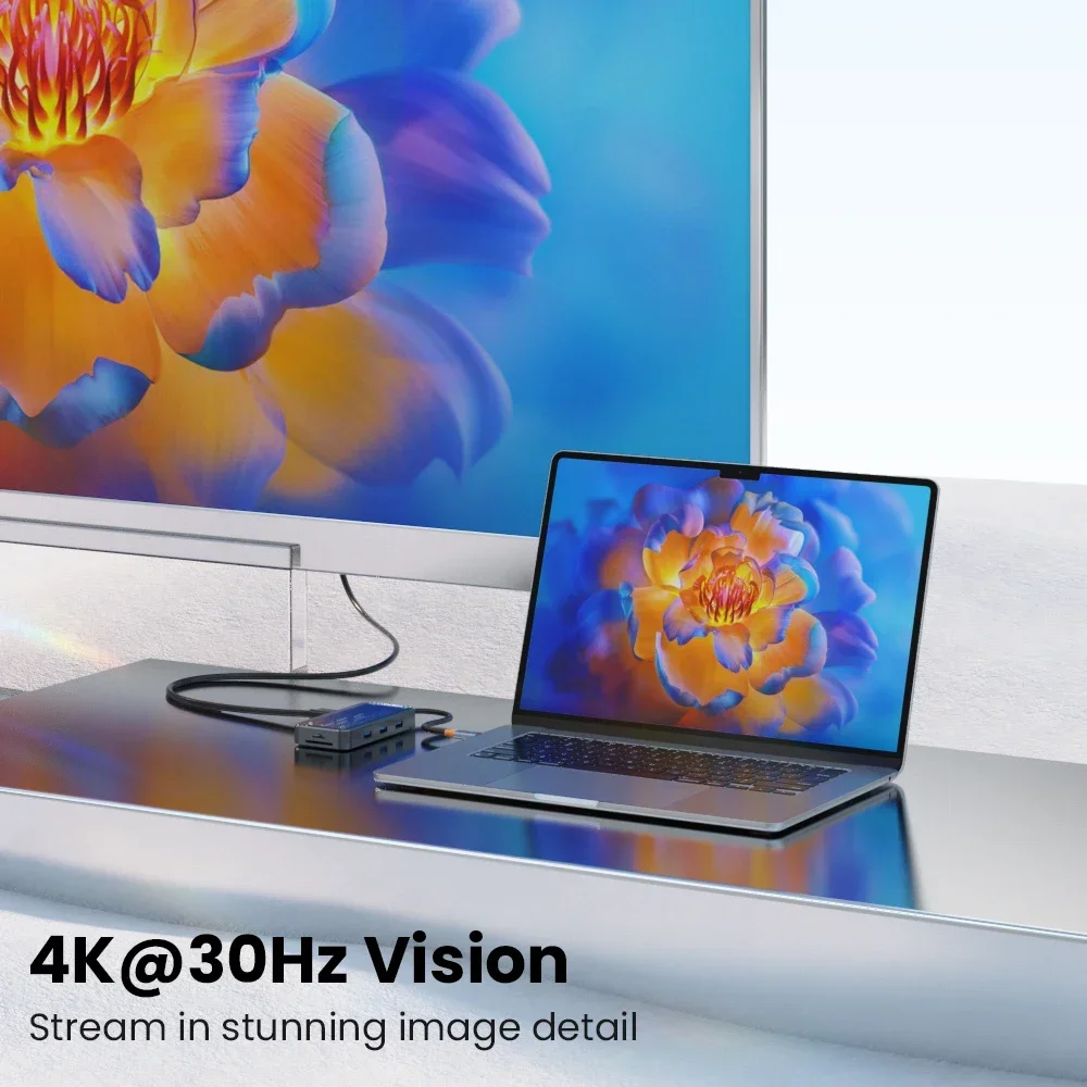 MacBook Air用ドッキングステーション,USB 3.0ハブ,タイプCからHDMI互換,4k,30hz,PD 100W, USBスプリッター,アクセサリ,ラップトップ,PC, 10 in 1