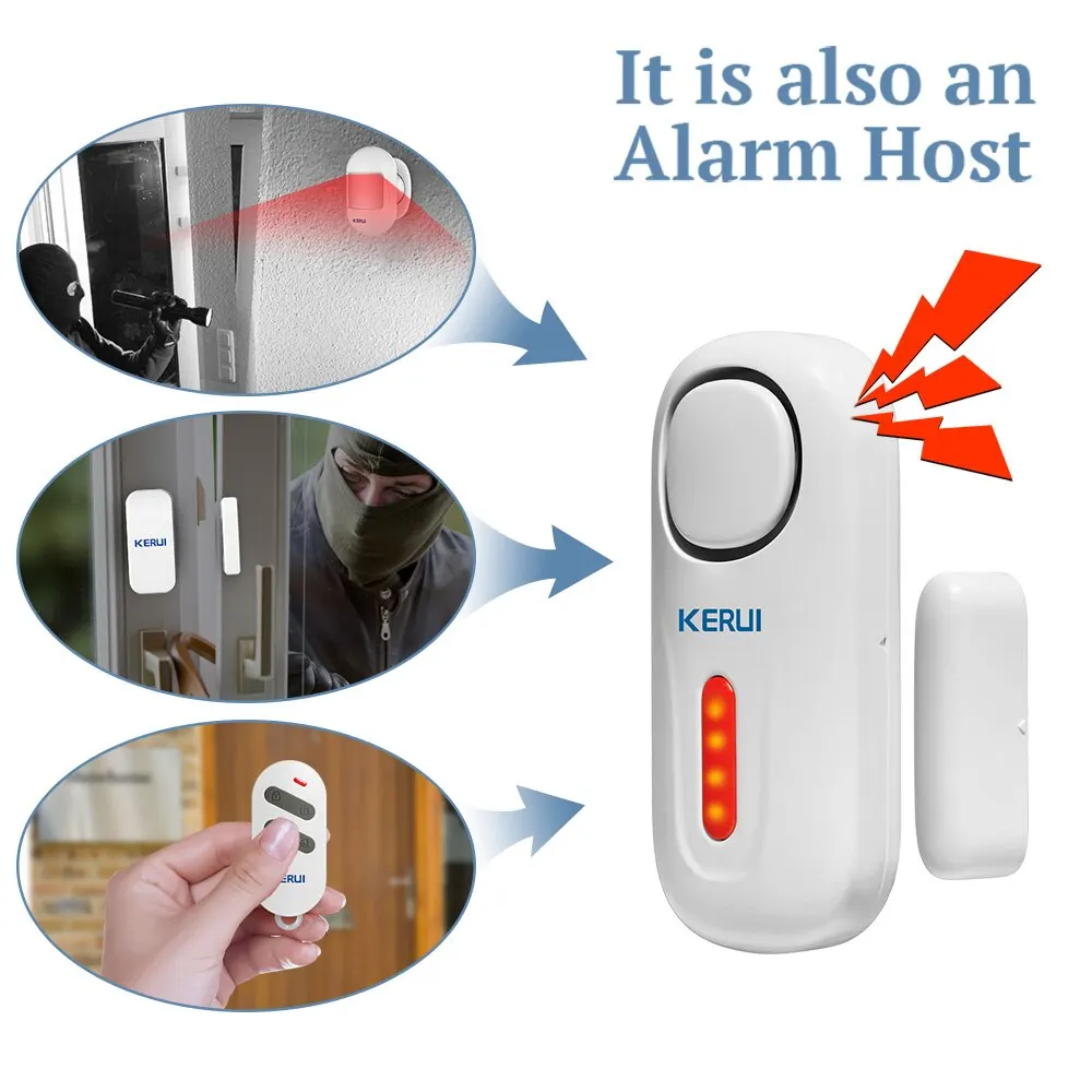 KERUI 120DB Wireless Door/Window Entry Security Burglar Sensor Alarm Magnetic Smart Home Garage System Remote Control Led Light