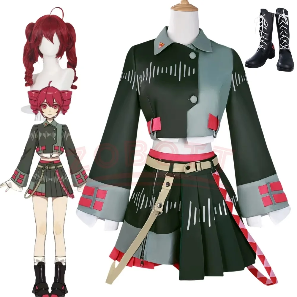 

Kasane Teto Cosplay Voicepeakk Uniforms Wig Anime Diva Singer Teto Cute Red Ponytail Women Girl Costume Halloween Stage Outfit