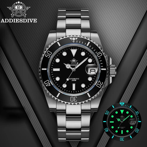 Imagen 1 del producto Reloj Automático ADDIESDIVE de lujo para hombre, reloj mecánico 8215 BGW9, reloj de buceo con cristal de zafiro luminoso, reloj analógico para hombre AD2503