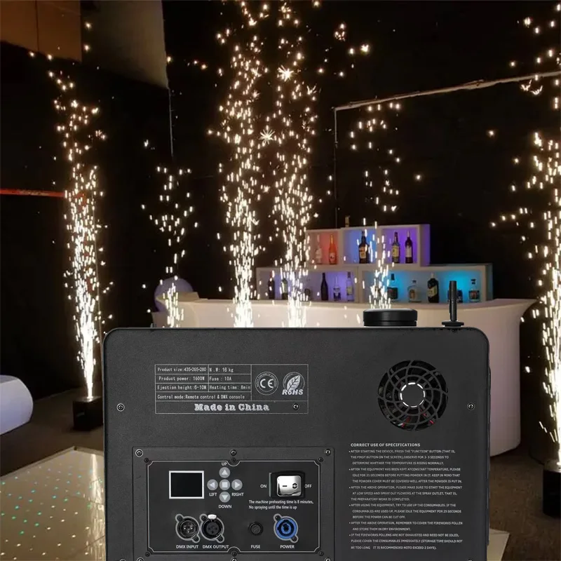 10M Concert Wedding Stage Equipment Spark Cold Machines With DMX 1600W With Remote Control Stage Machine