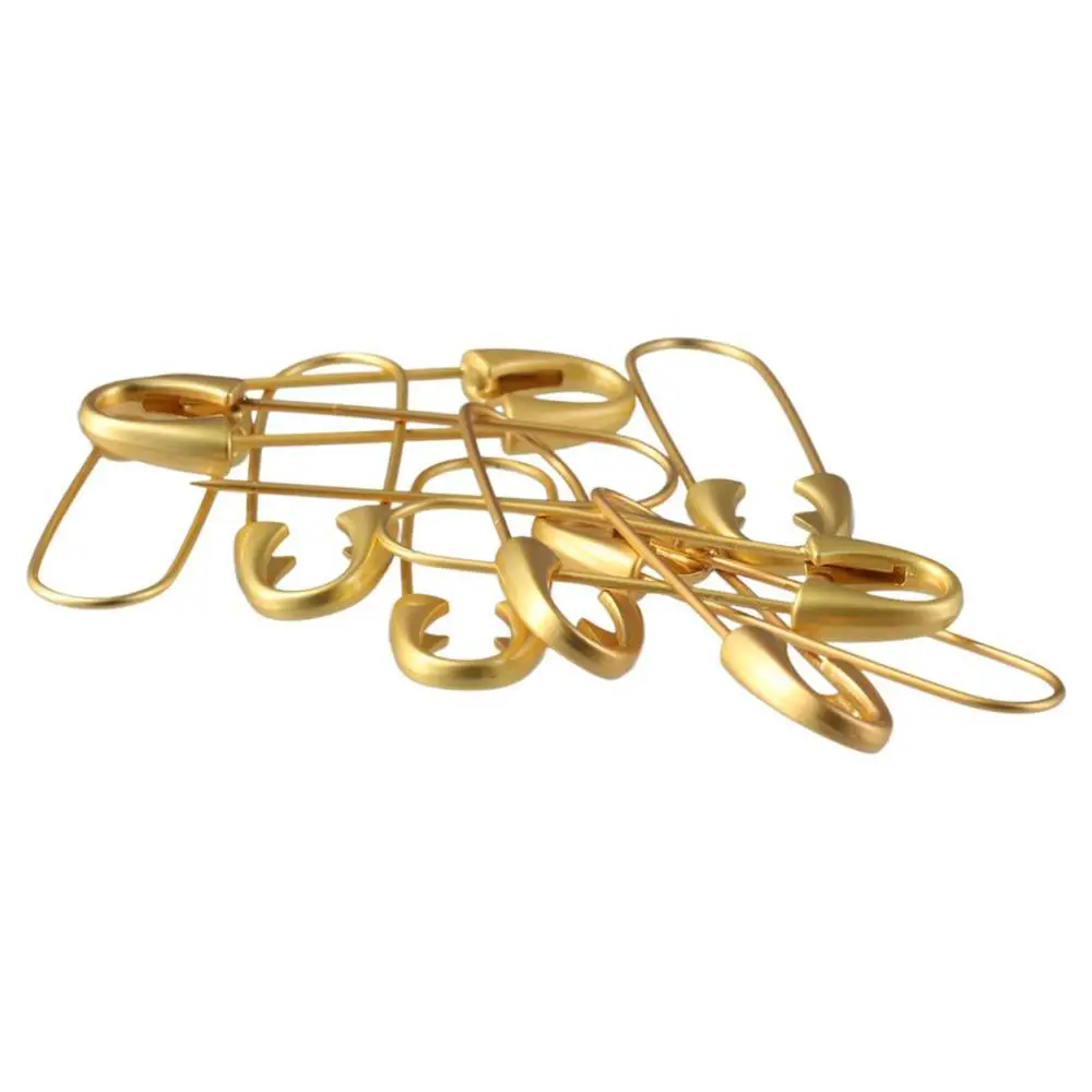 10Pcs DIY Metal Gold Brooches Metal Spring Lock Pin 1.93*0.55inch Gold Heavy Duty Safety Pin Metal Safety Pin Sewing