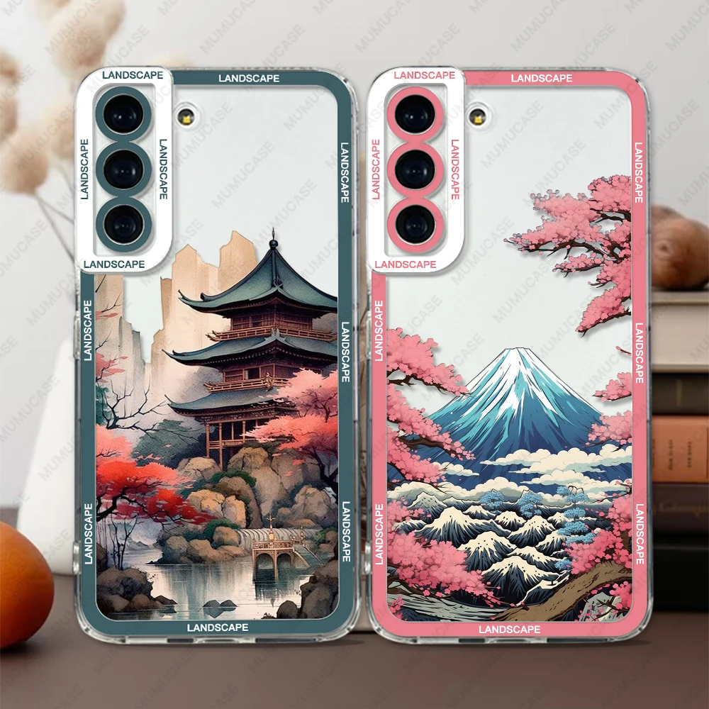 Case For Samsung Galaxy S24 S20 S21 FE S22 S23 Ultra A13 A32 A33 A50 A52 A53 A73 A54 A14 Soft Cover Japanese Landscape