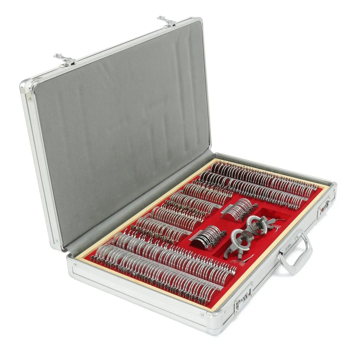 Adjustable 104Pcs Optometry Test Optical Trial Lens Set Plastics Rim Aluminium Case Optometria Tool Eye Testing Frame Glasses