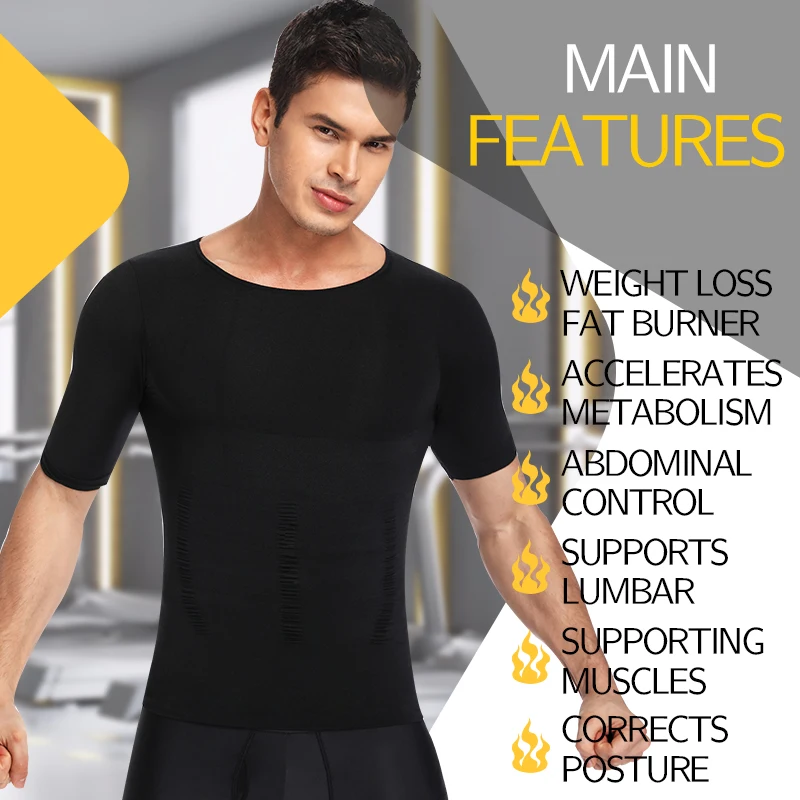 Camicia A Compressione Uomo Body Shaper Gilet Dimagrante Con Cerniera - Canotta Senza Maniche Modellante Pancia, Nero (Taglia L, Design Scollo A V)